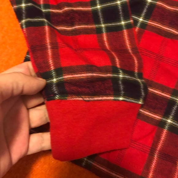 Red plaid check tartan organic cotton cabin lounge check shirt NWT - Picture 4 of 14